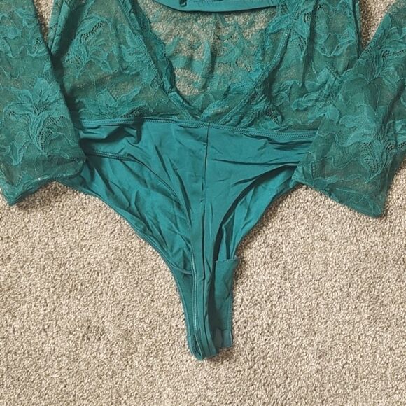 New With‎ Tags La Vie En Rose Size XL Long Sleeve Lace & Microfiber Teddy - Picture 9 of 12